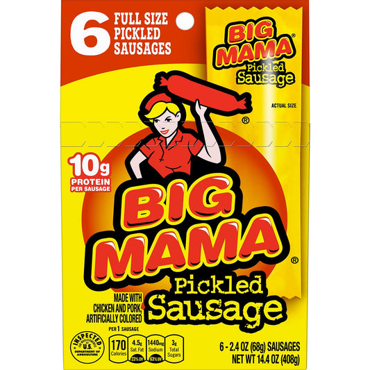 BestBy10/25 Penrose Big Mama Pickled Sausages 2.4oz 6 Pack Snack Size