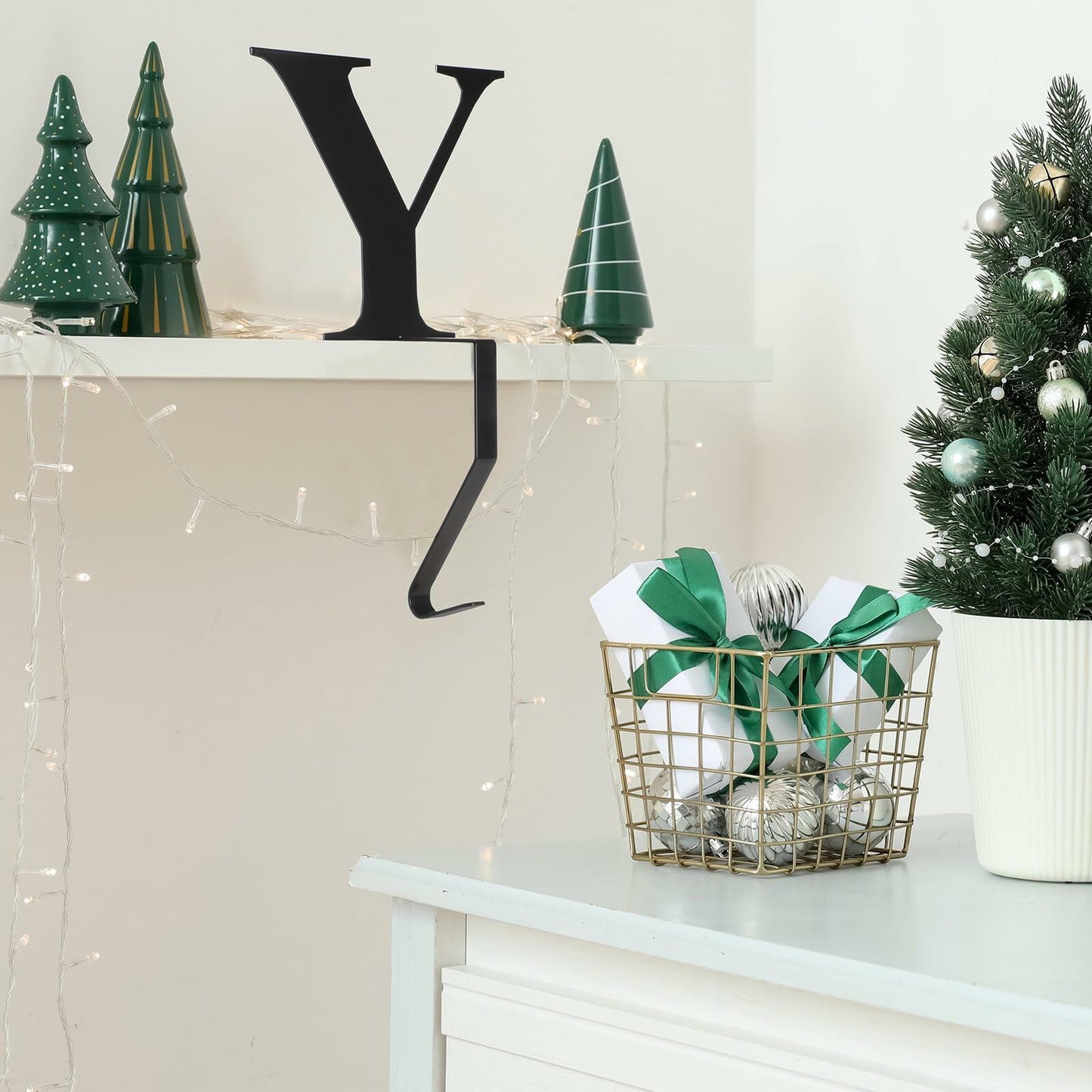 MorningRo Metal Christmas Stocking Holder Letter Y 6 Inch Mantel Decor