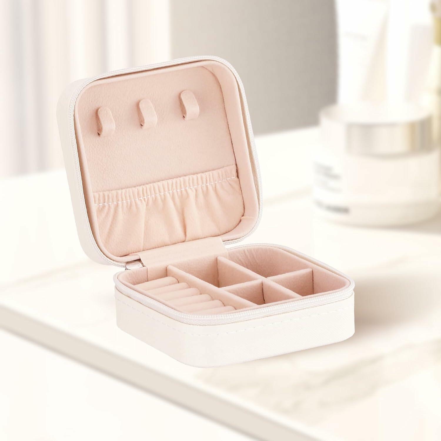 Sincerez Jewelry Box Small Portable Organizer for Rings Necklaces