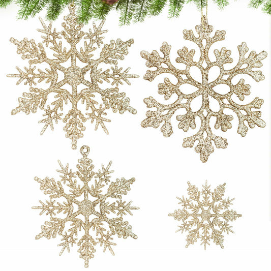 Langley Christmas Snowflake Ornaments Set Rose Gold 36pcs 4 Sizes