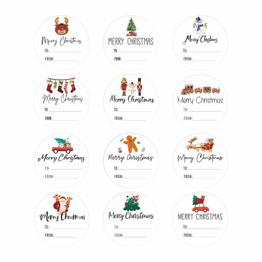Joycraft 120Pcs Merry Christmas Stickers 2in 12 Styles Holiday Labels