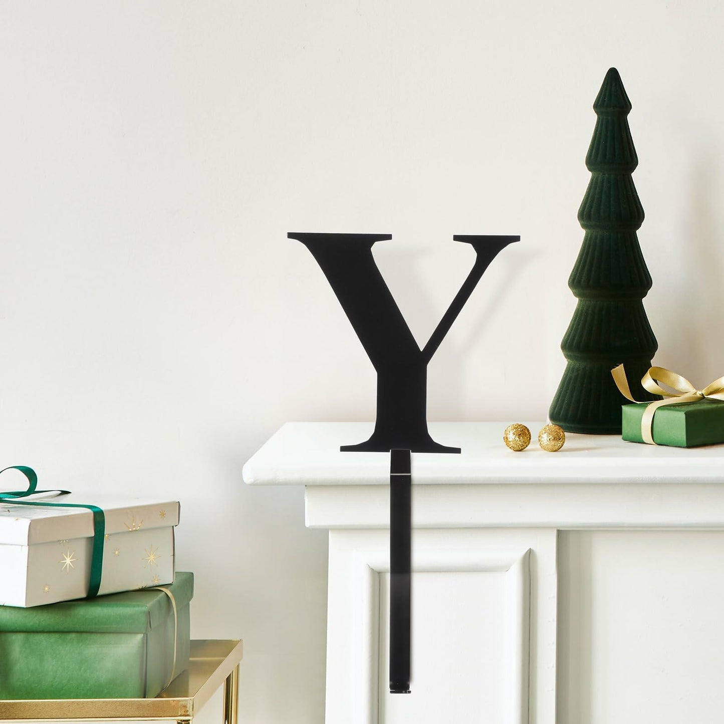 MorningRo Metal Christmas Stocking Holder Letter Y 6 Inch Mantel Decor