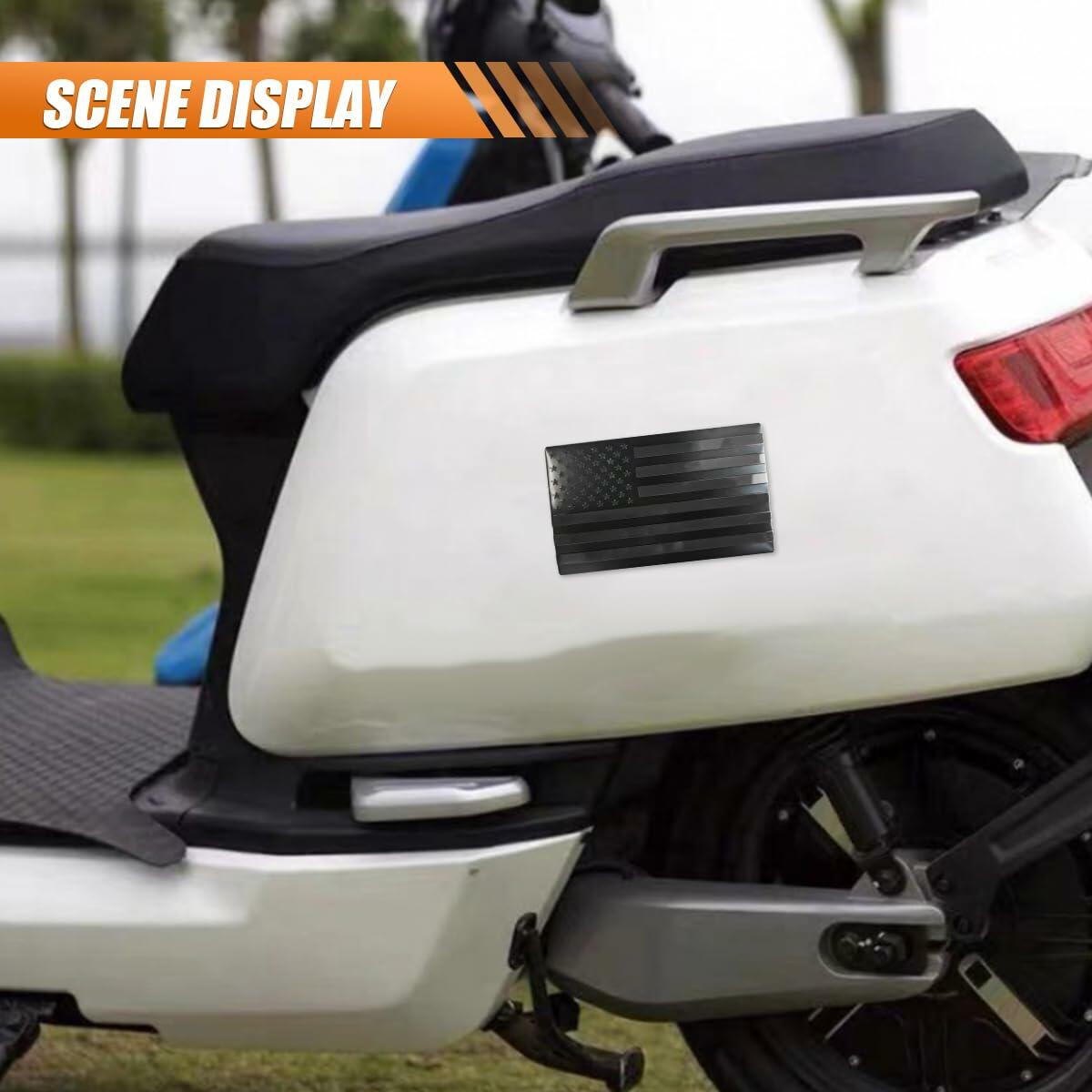 American Flag 3D Metal Car Stickers 5x3in Black Blue Emblem 2PCS