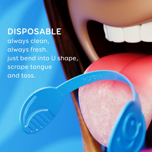 GRIN Disposable Tongue Cleaner 48 Ct Dual Edge Scraper Fresh Breath