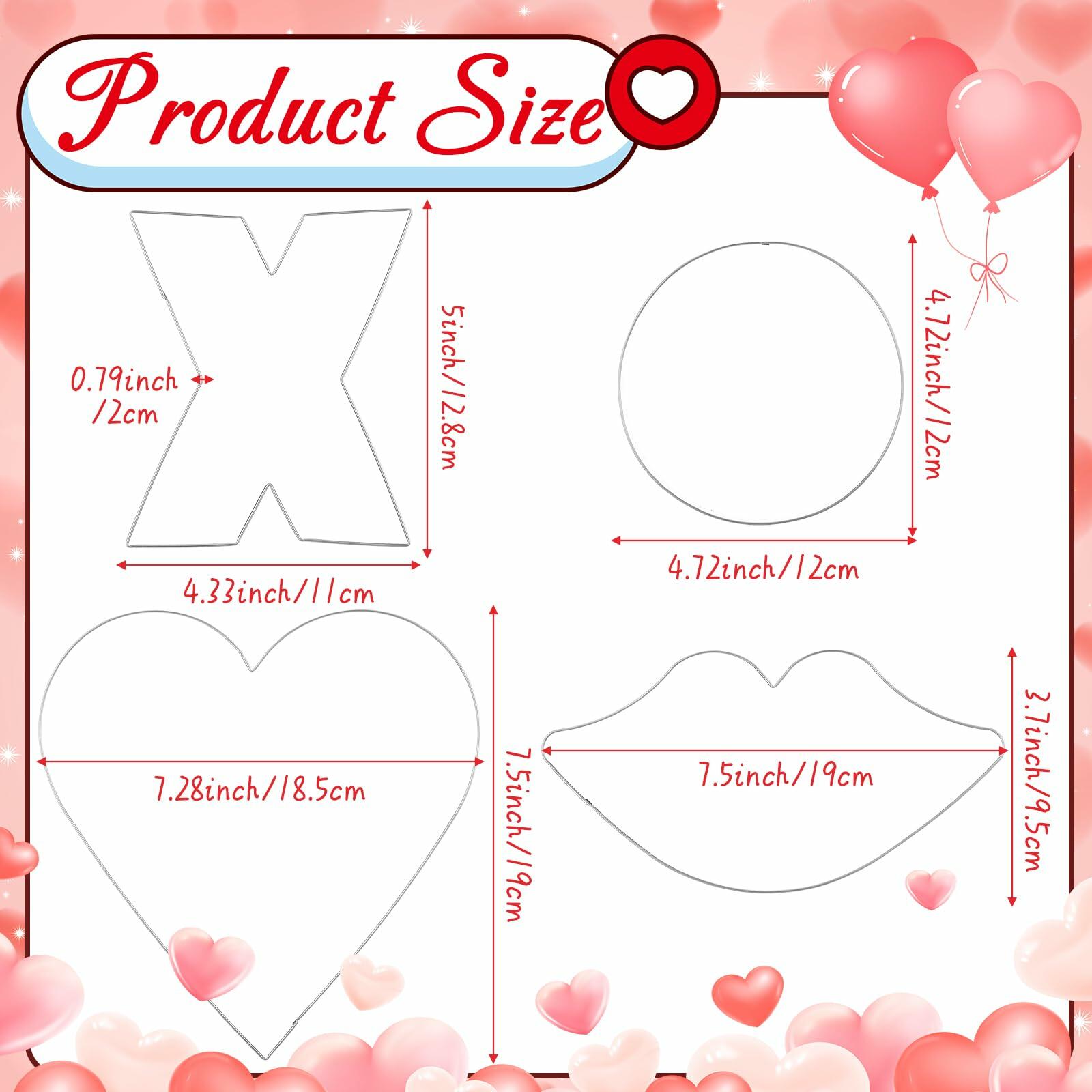 Nuogo 4 Pcs 7.9" Heart Stainless Steel Cookie Cutters Set XOXO Lips