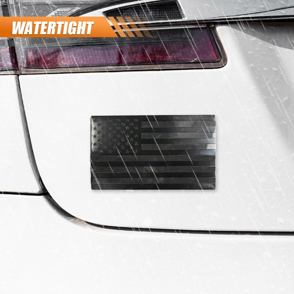 American Flag 3D Metal Car Stickers 5x3in Black Blue Emblem 2PCS