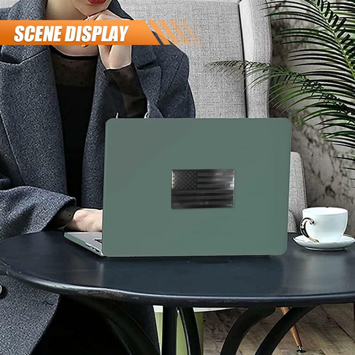 American Flag 3D Metal Car Stickers 5x3in Black Blue Emblem 2PCS