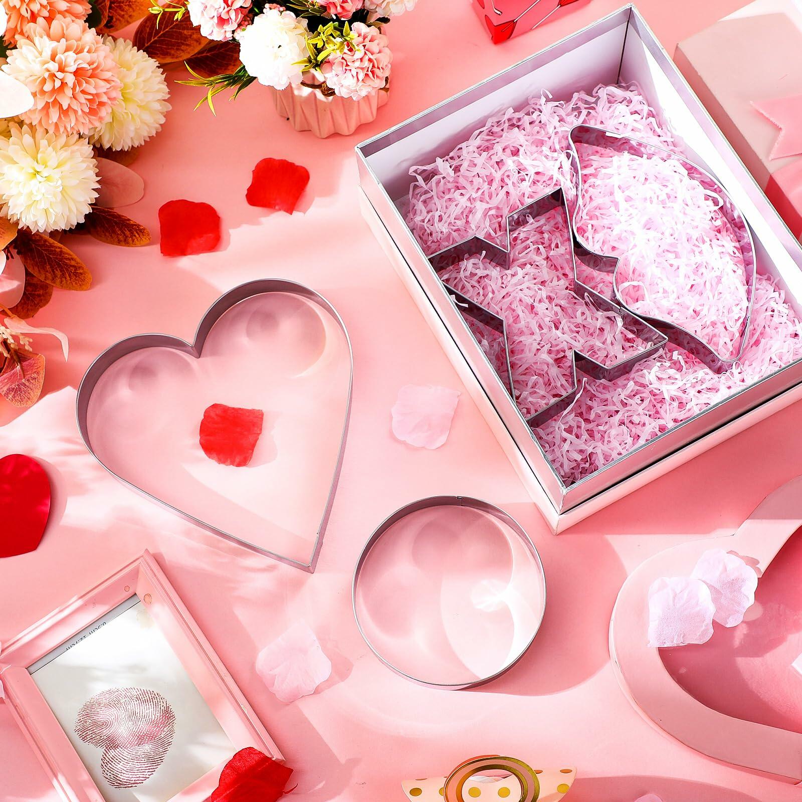 Nuogo 4 Pcs 7.9" Heart Stainless Steel Cookie Cutters Set XOXO Lips