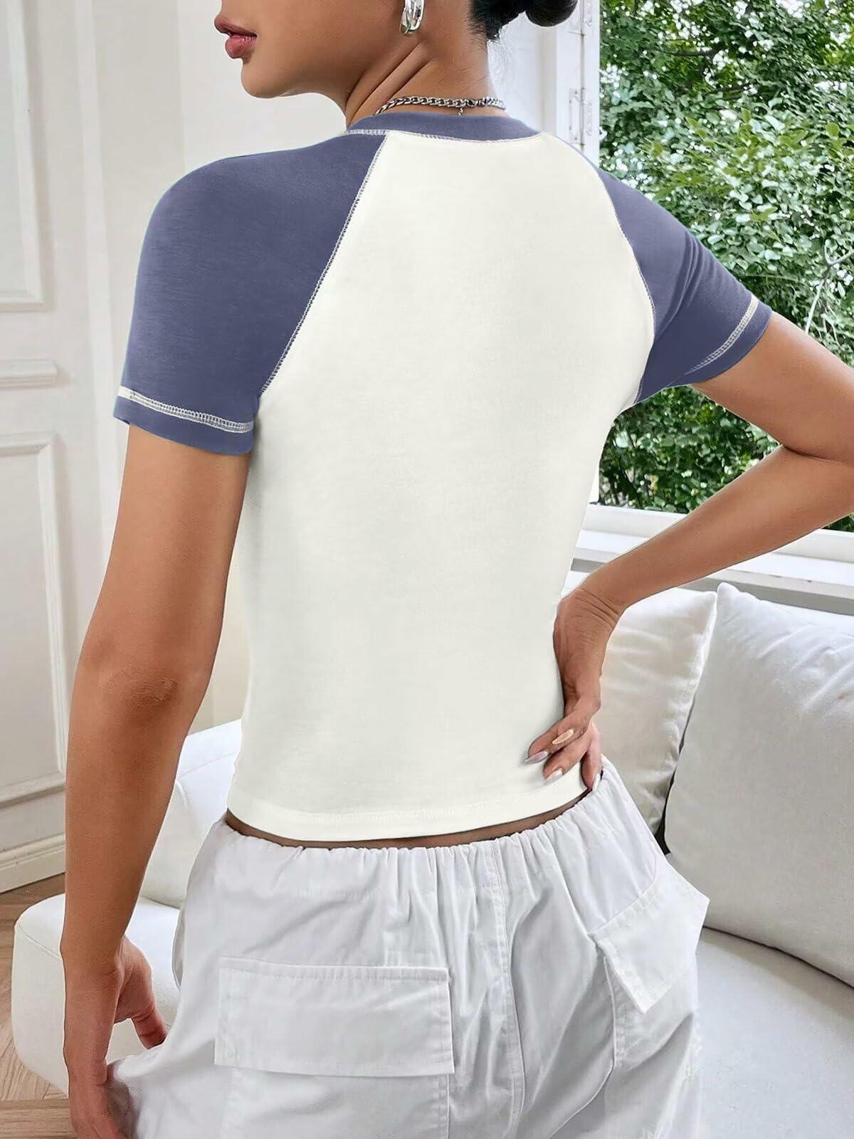 Women's Short Sleeve Crewneck Color White Slim Fit T Shirt Size L