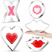 Nuogo 4 Pcs 7.9" Heart Stainless Steel Cookie Cutters Set XOXO Lips