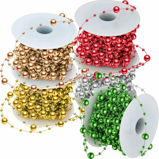 Ecally 250ft Plastic Beads Garland Chain Roll Mix Color DIY Decoration