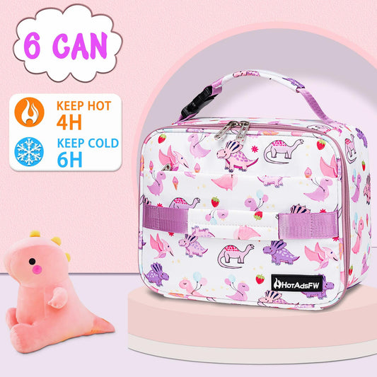 HotAdsFW Dinosaur Kids Lunch Box Small School Bag White Dinosour