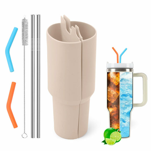 LittleHugs Silicone 2-in-1 Cup for Stanley Cup 40oz Cream Double Drinks Bag