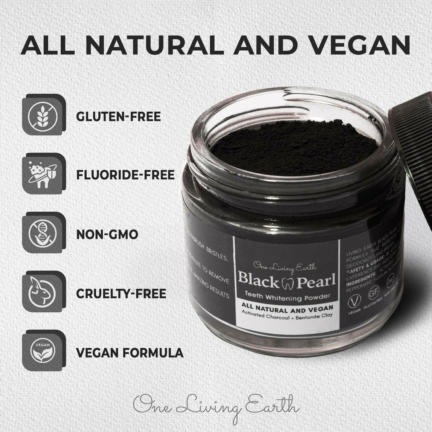 BestBy01/25 Activated Charcoal Powder Teeth Whitener with Bamboo Toothbrush USA