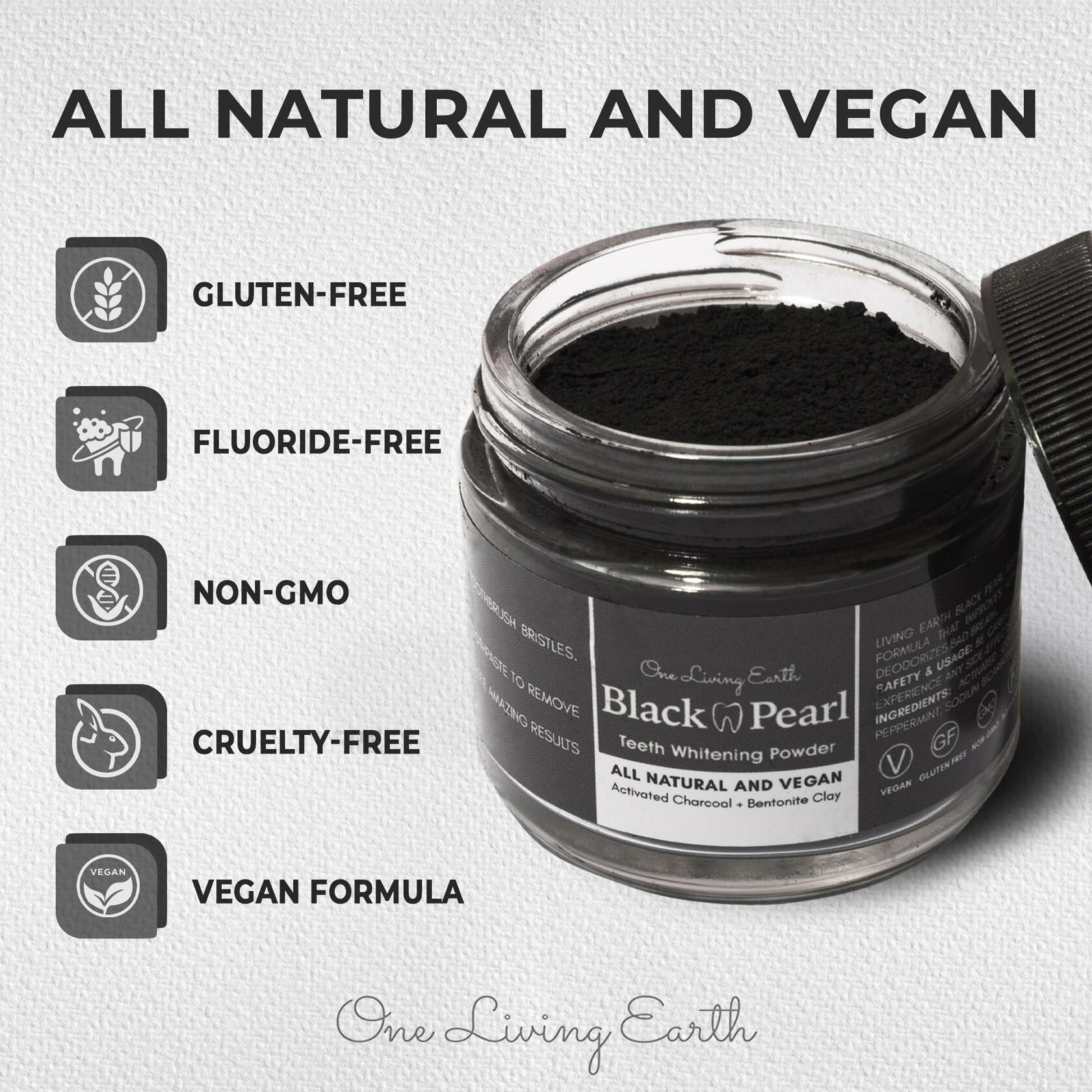 BestBy01/25 Activated Charcoal Powder Teeth Whitener with Bamboo Toothbrush USA