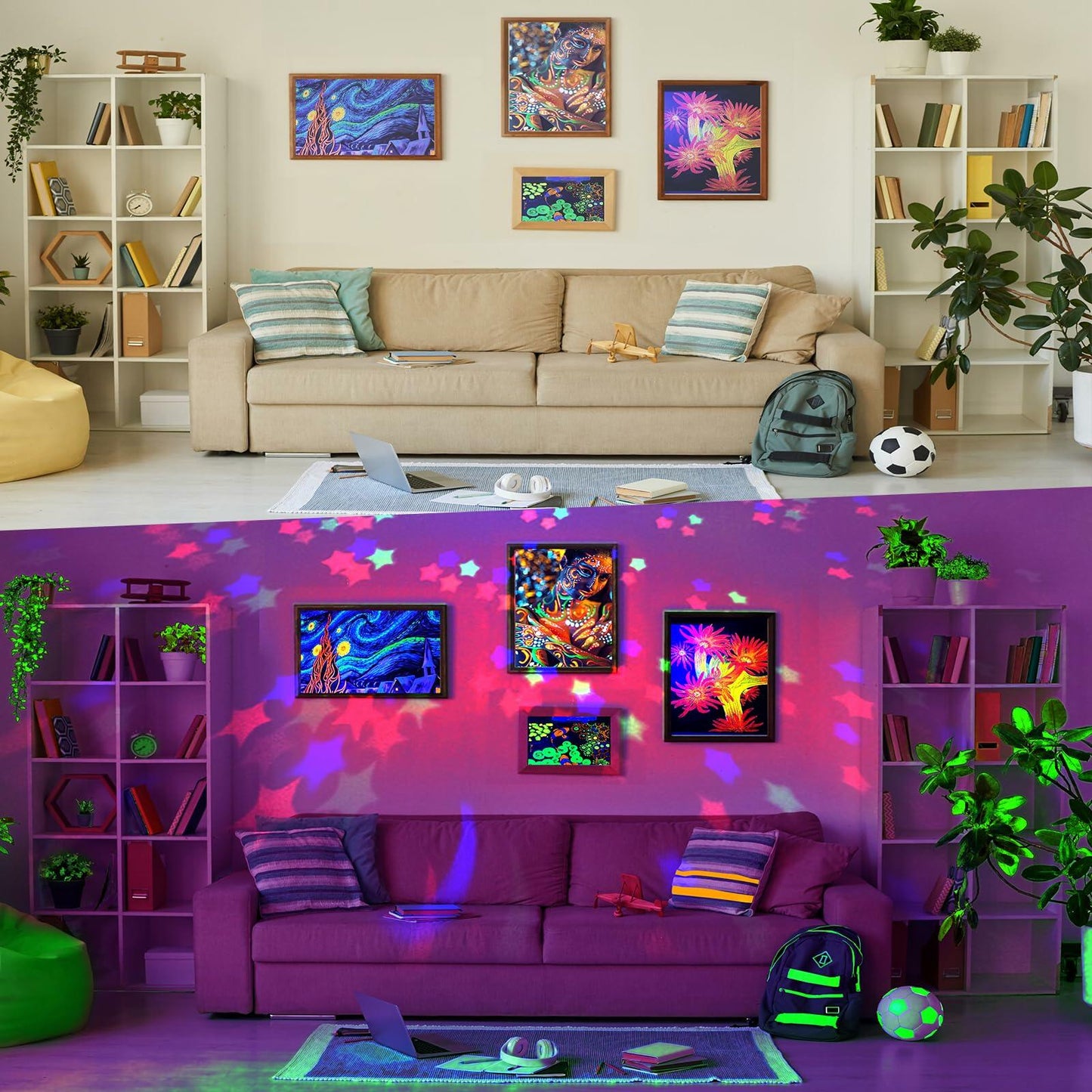 2Pack 80W UV Black Lights Flood Light IP66 Waterproof Plug Blacklight