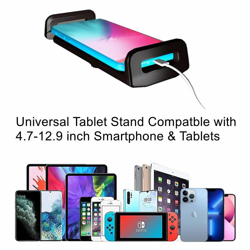 Tablet Stand 360° Rotatable Gooseneck Adjustable Arm for 4.7-12.9" Devices Black