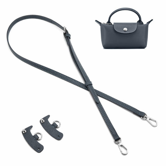 Adjustable Replacement Shoulder Strap for Longchamp Mini Pouch Grey Silver