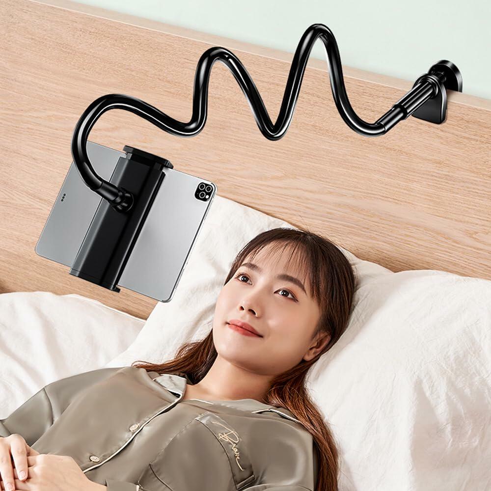 Tablet Stand 360° Rotatable Gooseneck Adjustable Arm for 4.7-12.9" Devices Black
