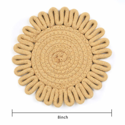 AHHFSMEI 8 Inch Heat Resistant Trivets Pot Holders 4pcs Light Brown