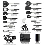 LeMuna Silicone Kitchen Utensils Set Heat Resistant Stainless BPA Free
