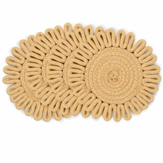 AHHFSMEI 8 Inch Heat Resistant Trivets Pot Holders 4pcs Light Brown