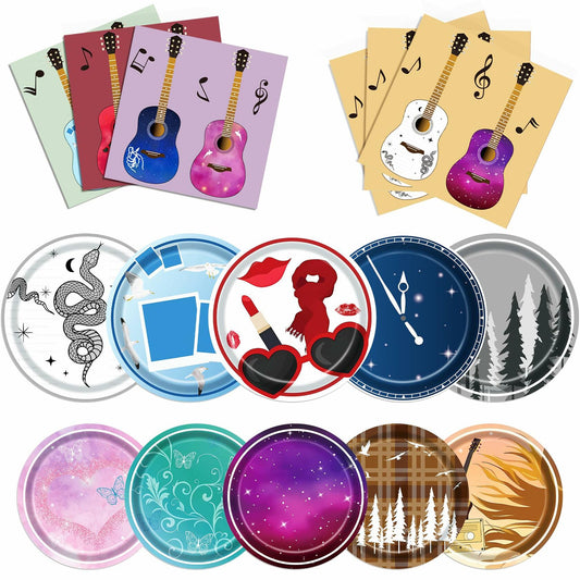 Music Themed 75Pcs Birthday Party Decorations & Tableware for Girls Fans