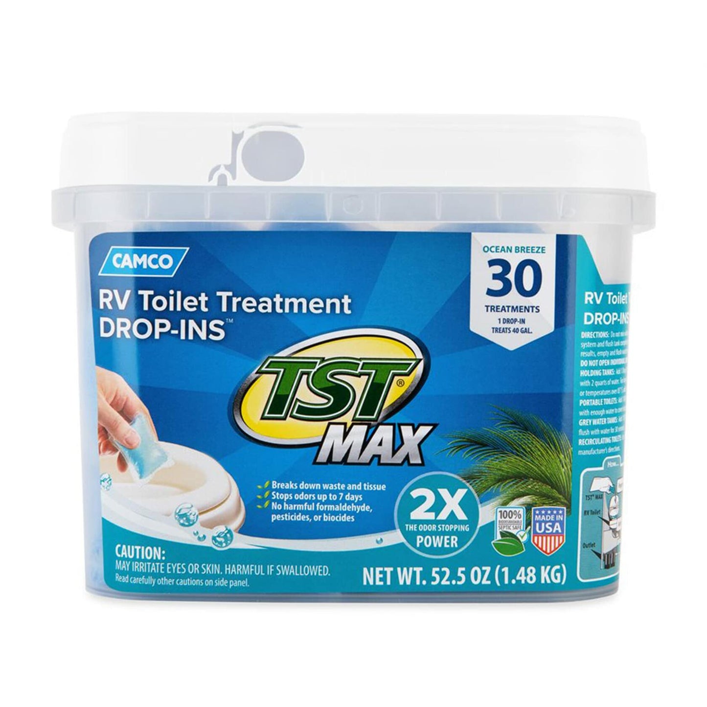 Camco TST MAX RV Toilet Treatment Drop-Ins Ocean Breeze Scent 30-Pack