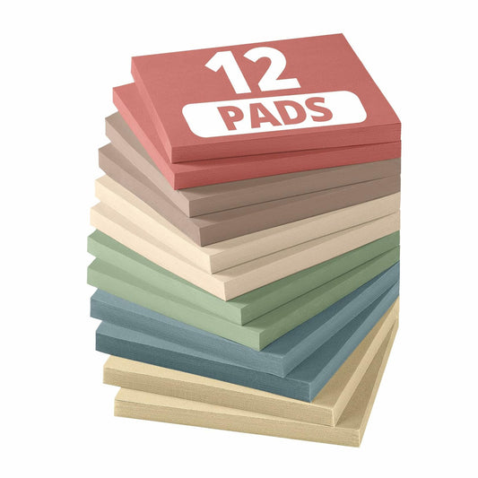 Sticky Notes 3x3 Inch 12 Pads Vintage Colors Easy to Stick School Office Home