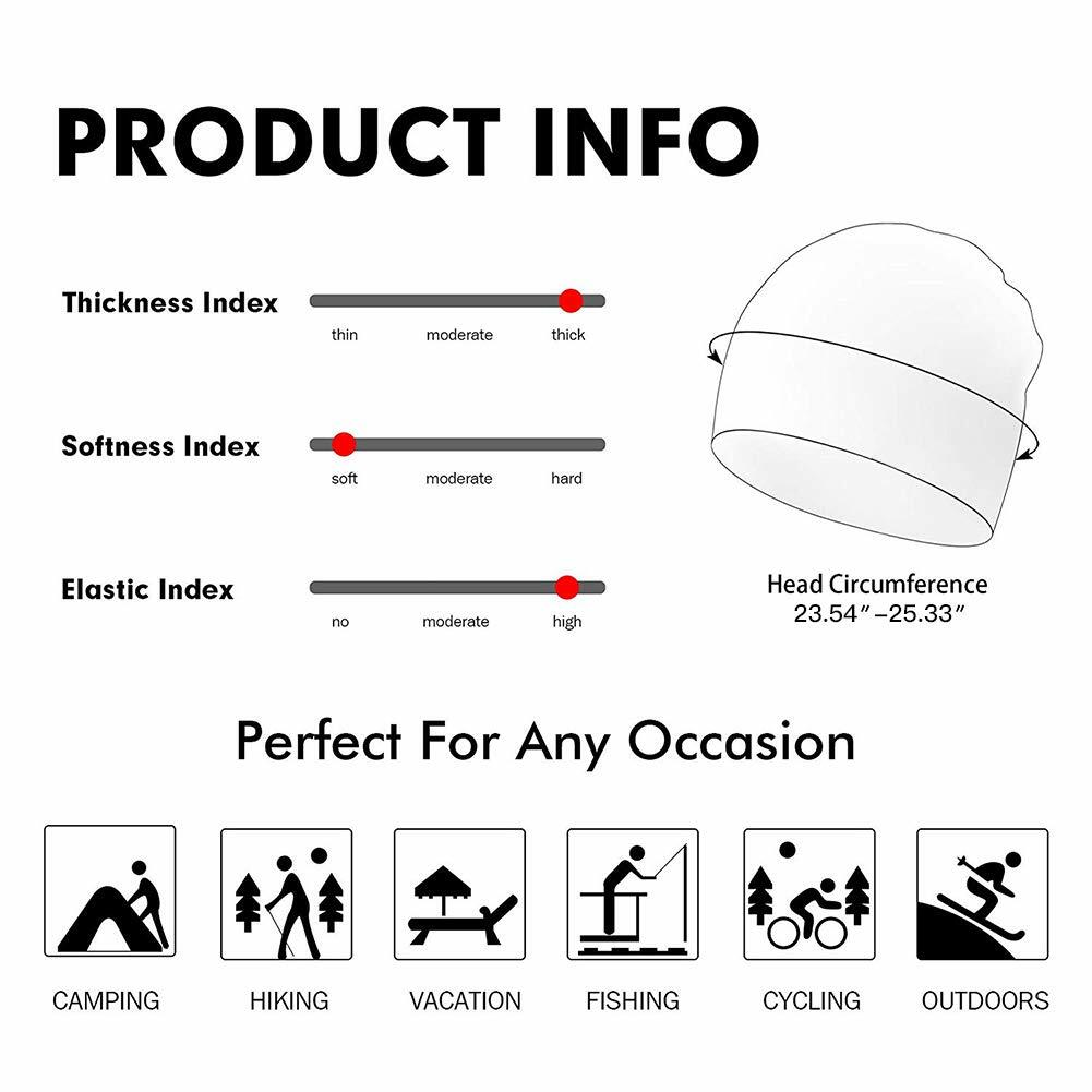 Winter Beanie Skull Cap Warm Knit Lined Outdoor Hat 4-Black&Grey - M Size