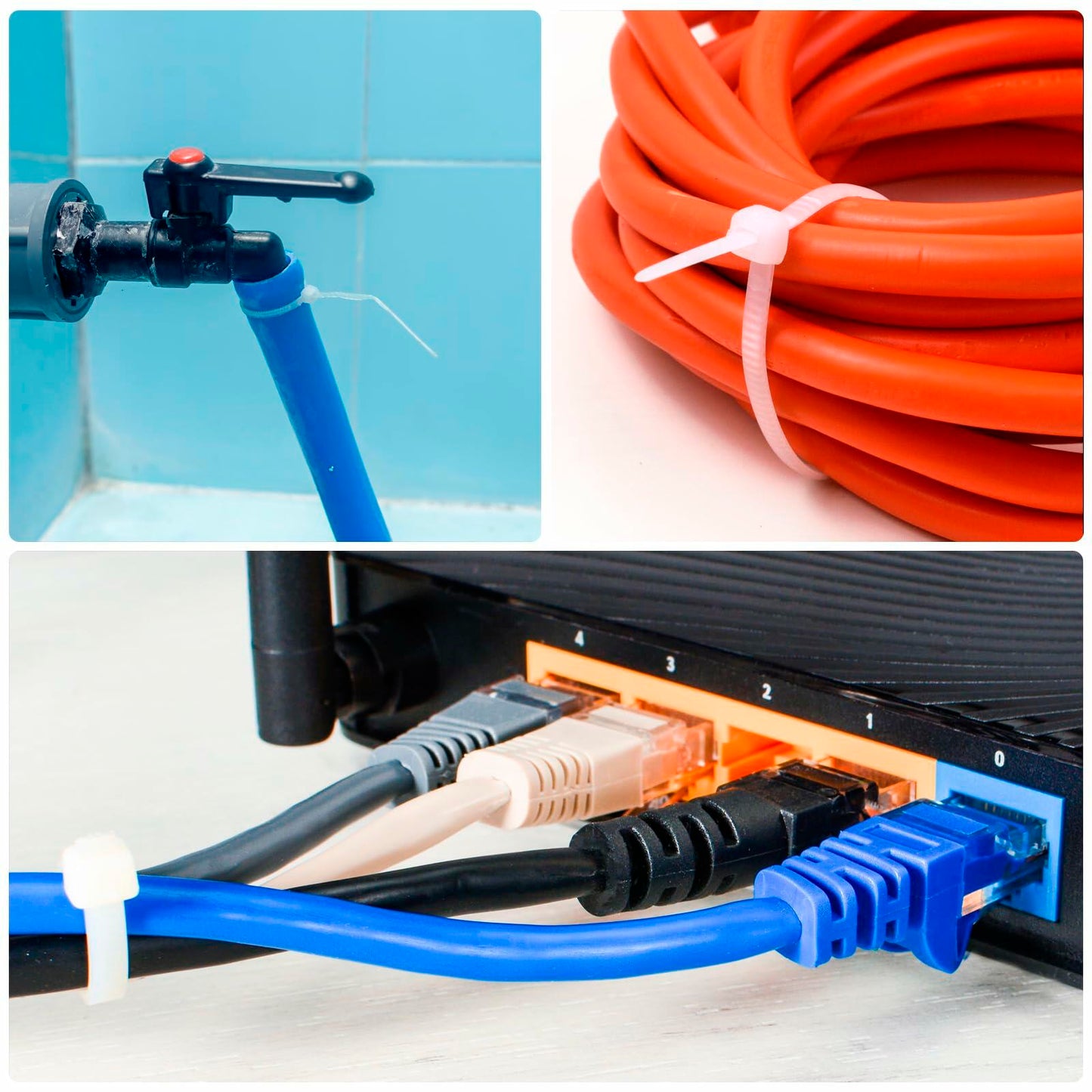 MECCANIXITY 3/16x18in Nylon Cable Zip Ties Self-Locking White 100pcs