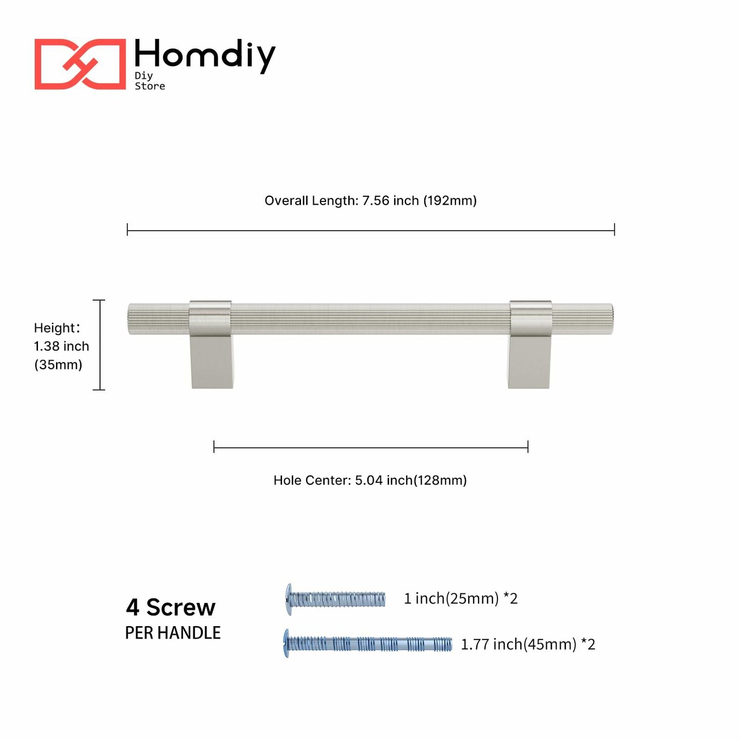 homdiy 15 Pack Brushed Nickel Cabinet Handles 128mm T Bar Silver