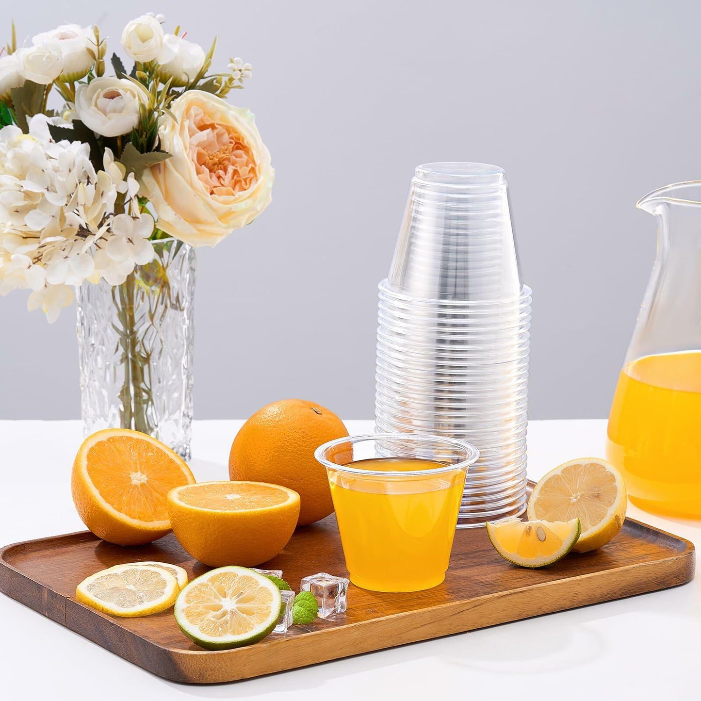 WELLIFE 9oz Clear Plastic Cups 200 Pack Disposable Party Glasses Wine Cold