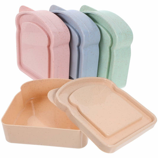 ABOOFAN 4pcs Plastic Toast Shape Sandwich Containers with Lid Food Storage