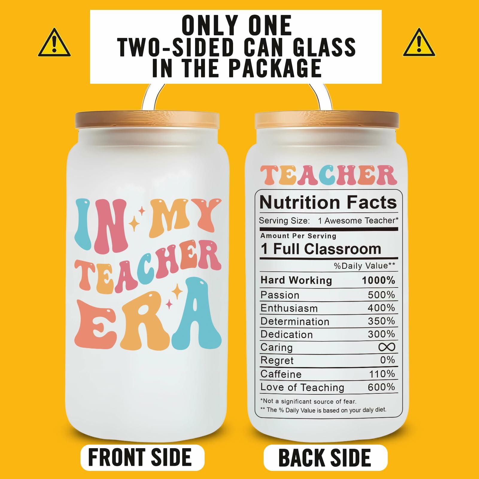 KIKUHE Teacher Gifts Glass Cup 16 Oz Clear - Teacher Appreciation Gift