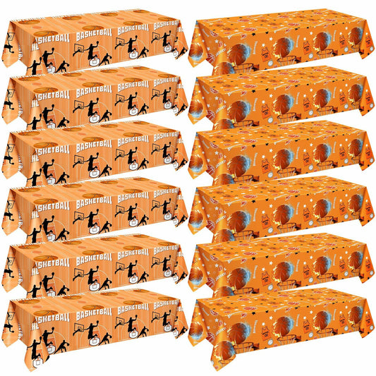 Mindsoft Basketball Tablecloths Disposable Plastic 54x108 Inches 12 Pcs