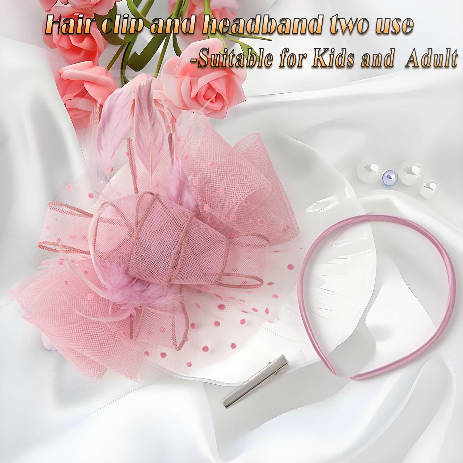 Unpifolov Fascinators Flower Mesh Feathers Headwear Light Purple