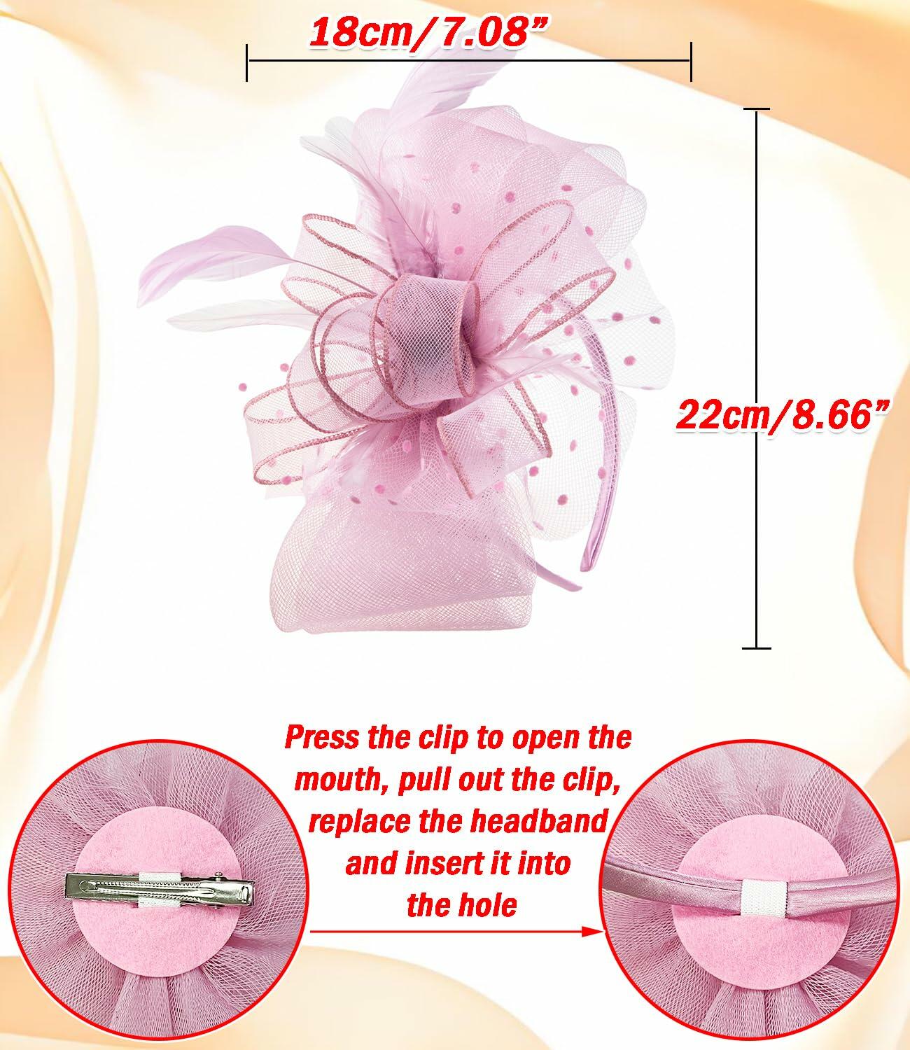 Unpifolov Fascinators Flower Mesh Feathers Headwear Light Purple