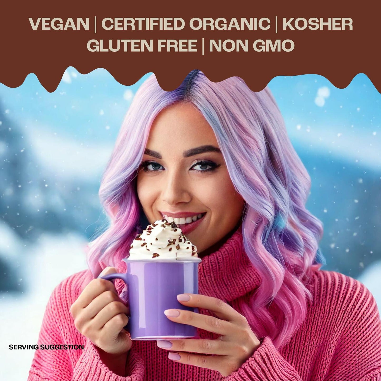 BestBy10/26 Crazy Cups Ultra Premium Organic Vegan Hot Chocolate Mix 20 Pack