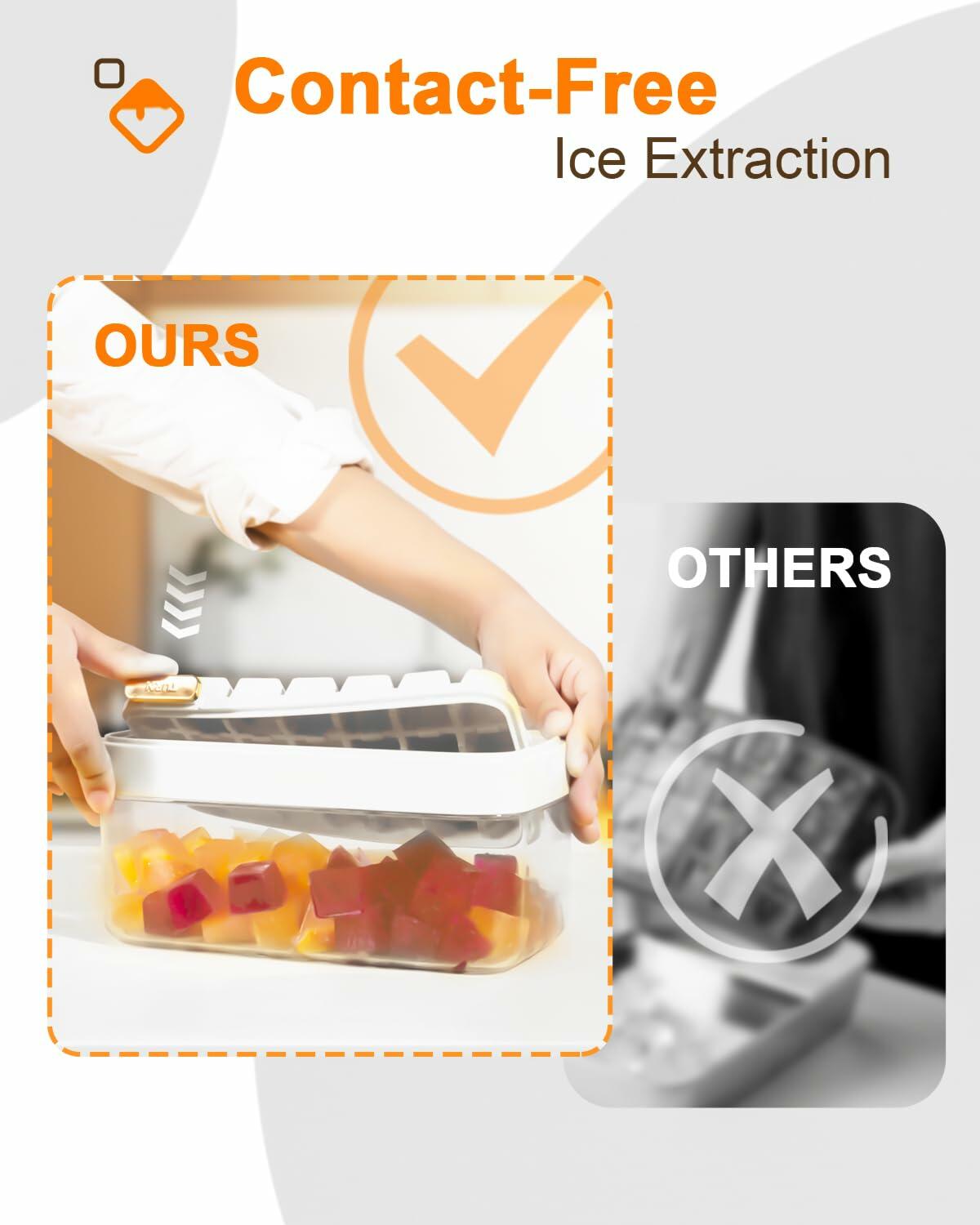Ice Cube Tray 2-Pack with Lid, Bin & Scoop, 56 Pcs, Green Color