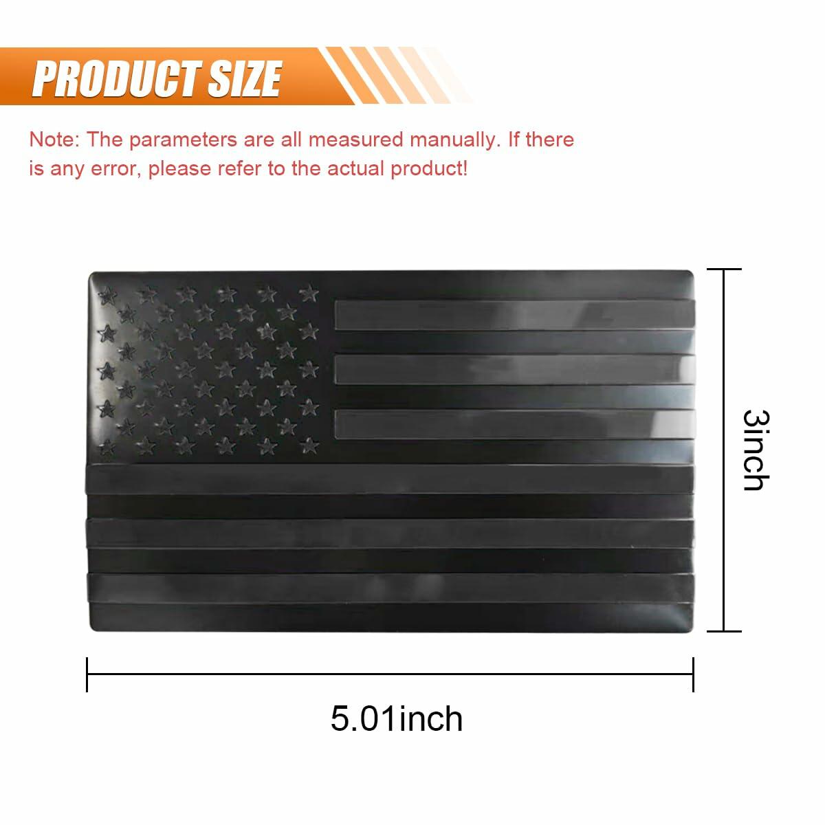 American Flag 3D Metal Car Stickers 5x3in Black Blue Emblem 2PCS