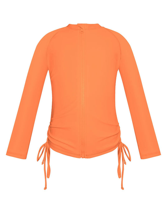 SHEKINI Girl's UPF50+ Zipper Rash Guard Swimsuit Orange Size 8-10