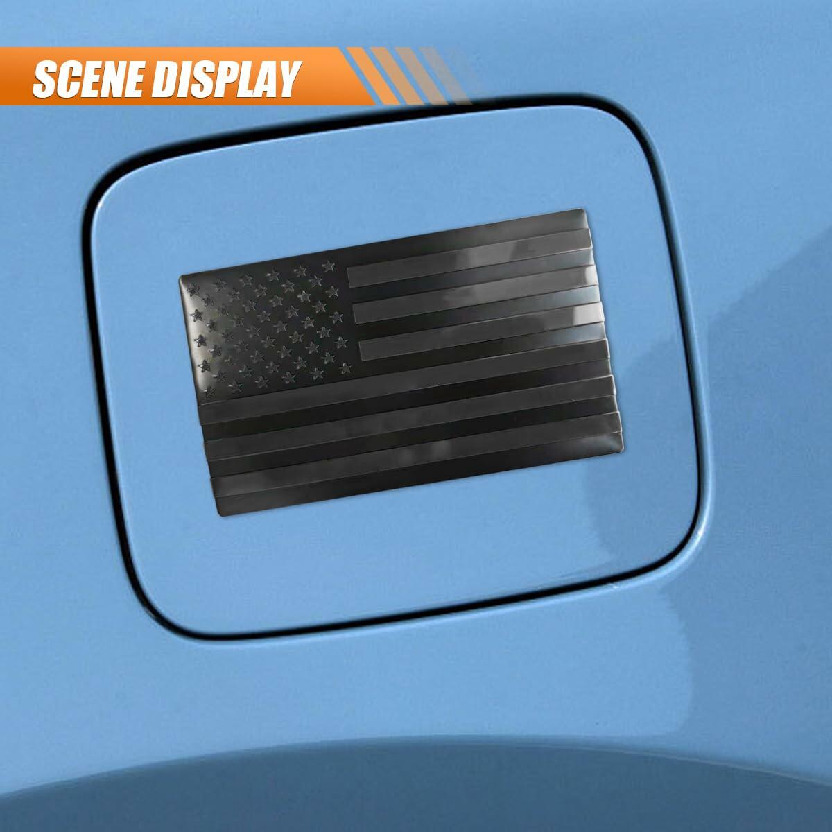 American Flag 3D Metal Car Stickers 5x3in Black Blue Emblem 2PCS