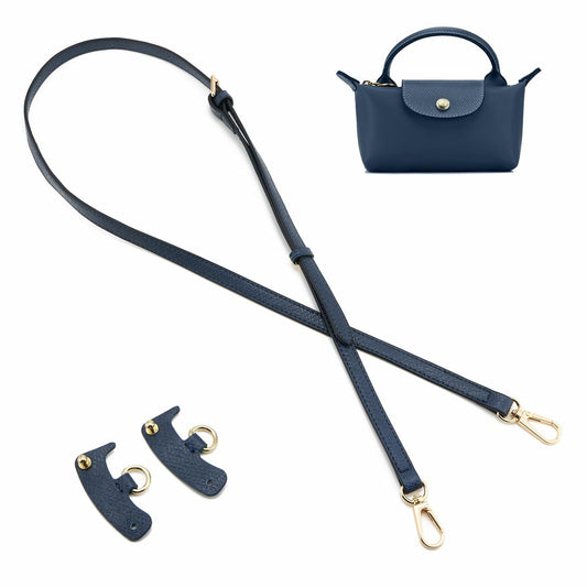 DEVPSISR Leather Adjustable Purse Strap for Longchamp Handbag Blue