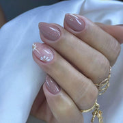Flower Design Short Press On Nails for Women 30 Pcs Fake Nail Art Manicure
