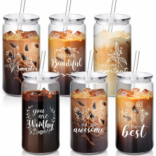 Yetene 6 Pcs 16oz Reusable Plastic Coffee Cups with Lid & Straw Praise