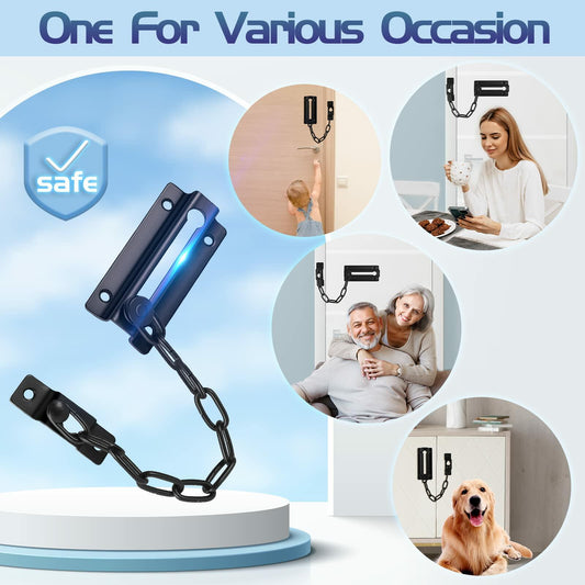Door Chain Lock 2 Pack with 12 Screws, Sturdy Thickened Security Safety Locks
