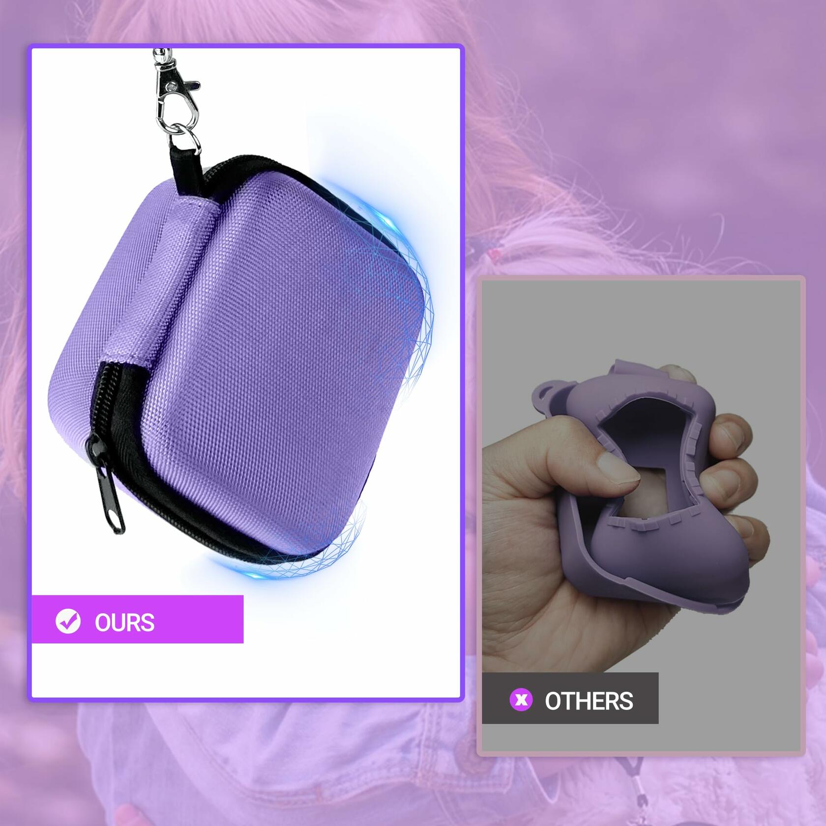 Stukcaze Bitzee Hard EVA Carrying Case Purple 3.9x3.1x4.4in Waterproof Dustproof