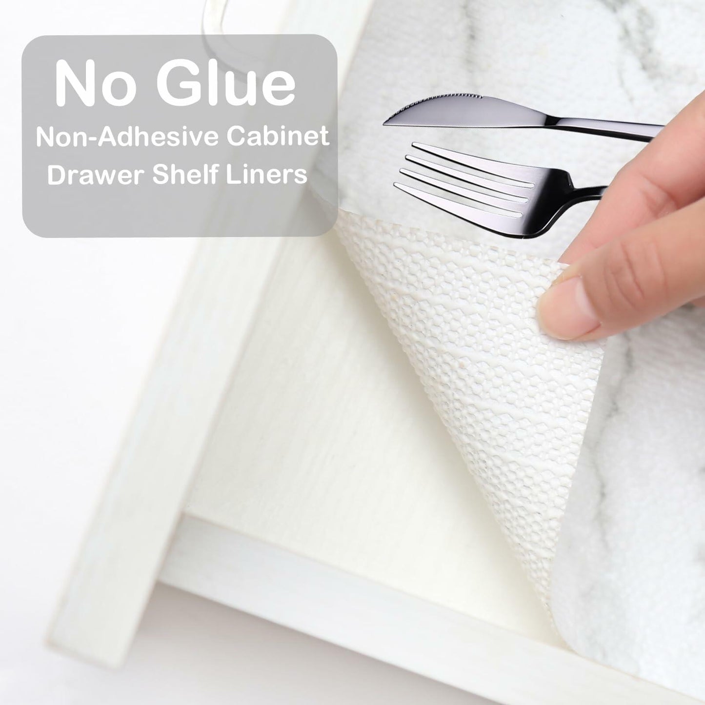 NCANBUS Shelf Liner Non-Slip Waterproof Marble 18in x 20ft Thick Strong Grip