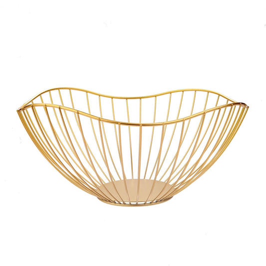 IBWell Metal Iron Wire Single Tier Dish Stand Basket Holder Gold